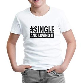 Lord T-Shirt ÇB-909 Beyaz Single And Loving It Erkek Çocuk T-shirt
