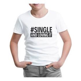 Lord T-Shirt ÇB-909 Beyaz Single And Loving It Erkek Çocuk T-shirt