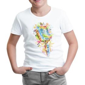 Lord T-Shirt ÇB-993 Beyaz Mikrofon Notalar Erkek Çocuk T-shirt