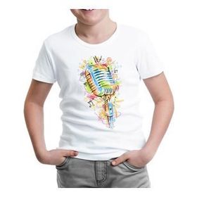 Lord T-Shirt ÇB-993 Beyaz Mikrofon Notalar Erkek Çocuk T-shirt