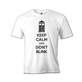 Lord T-Shirt Doctor Who - Keep Calm and Don't Blink Beyaz Erkek T-shirt