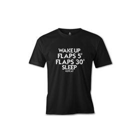 Lord T-Shirt ES-1069 Siyah Uçuş Flap Erkek T-shirt