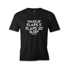 Lord T-Shirt ES-1069 Siyah Uçuş Flap Erkek T-shirt