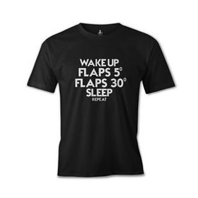 Lord T-Shirt ES-1069 Siyah Uçuş Flap Erkek T-shirt
