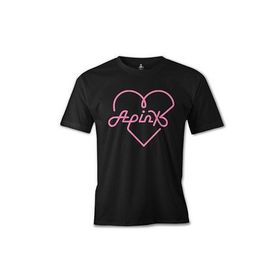 Lord T-Shirt ES-1161 Siyah Apink Logo Kalp Erkek T-shirt