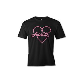 Lord T-Shirt ES-1161 Siyah Apink Logo Kalp Erkek T-shirt