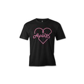 Lord T-Shirt ES-1161 Siyah Apink Logo Kalp Erkek T-shirt