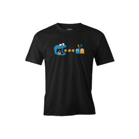 Lord T-Shirt ES-1323 Siyah Pac-man Kurabiye Canavarı Erkek T-shirt