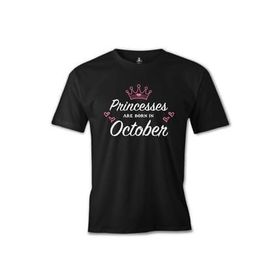 Lord T-Shirt ES-1389 Siyah Princess Born İn October Heart Erkek T-shirt