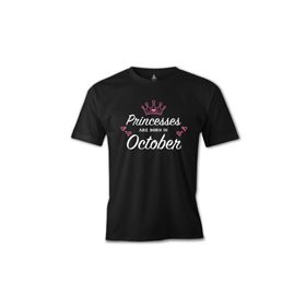Lord T-Shirt ES-1389 Siyah Princess Born İn October Heart Erkek T-shirt
