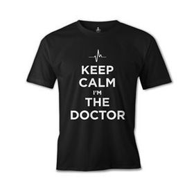 Lord T-Shirt ES-1522 Keep Calm I Am The Doctor Siyah Erkek T-Shirt