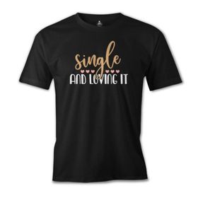 Lord T-Shirt ES-1544 Single And Loving It Siyah Erkek T-Shirt