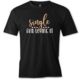 Lord T-Shirt ES-1544 Single And Loving It Siyah Erkek T-Shirt
