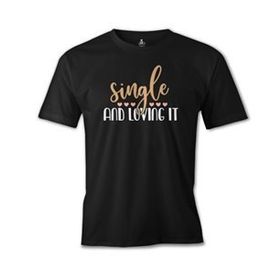 Lord T-Shirt ES-1544 Single And Loving It Siyah Erkek T-Shirt