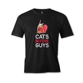 Lord T-Shirt ES-1545 Cats Before Guys Siyah Erkek T-Shirt