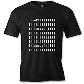 Lord T-Shirt ES-1559 Change İs Knocking Siyah Erkek T-Shirt
