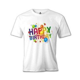 Lord T-Shirt Happy Birthday Beyaz Erkek T-shirt