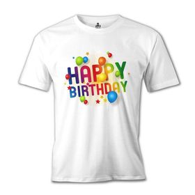 Lord T-Shirt Happy Birthday Beyaz Erkek T-shirt