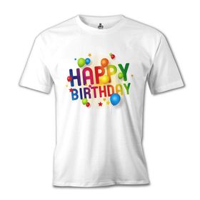 Lord T-Shirt Happy Birthday Beyaz Erkek T-shirt