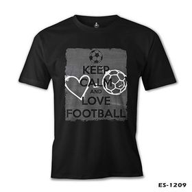 Lord T-Shirt Keep Calm and Love Football Siyah Erkek T-shirt