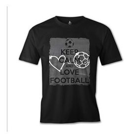 Lord T-Shirt Keep Calm and Love Football Siyah Erkek T-shirt