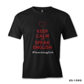 Lord T-Shirt Keep Calm and Speak English Siyah Erkek T-shirt