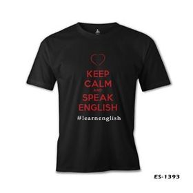 Lord T-Shirt Keep Calm and Speak English Siyah Erkek T-shirt