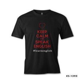 Lord T-Shirt Keep Calm and Speak English Siyah Erkek T-shirt