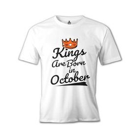 Lord T-Shirt Kings Born on October - Crown Beyaz Erkek T-shirt