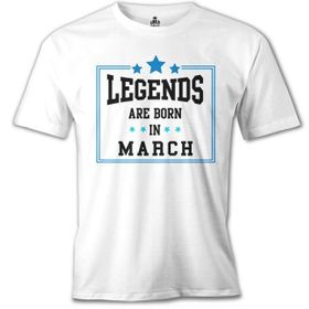 Lord T-Shirt Legends Born In March Beyaz Erkek T-Shirt