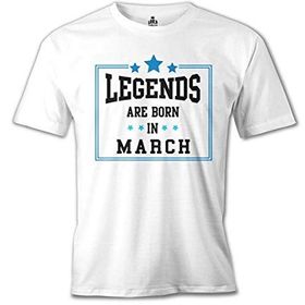 Lord T-Shirt Legends Born In March Beyaz Erkek T-Shirt