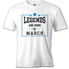 Lord T-Shirt Legends Born In March Beyaz Erkek T-Shirt