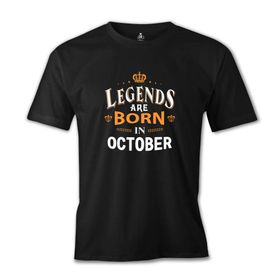 Lord T-Shirt Legends Born in October - King Siyah Erkek T-shirt