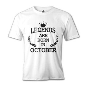 Lord T-Shirt Legends Born in October - Vintage Beyaz Erkek T-shirt