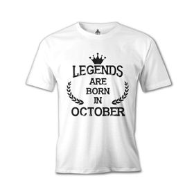 Lord T-Shirt Legends Born in October - Vintage Beyaz Erkek T-shirt
