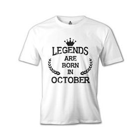 Lord T-Shirt Legends Born in October - Vintage Beyaz Erkek T-shirt