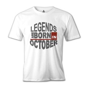 Lord T-Shirt Legends Born in October - Wave Beyaz Erkek T-shirt