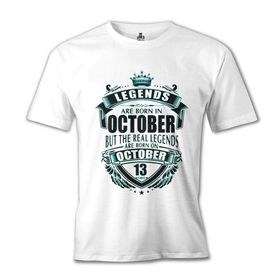 Lord T-Shirt Legends Born on October - Beat Beyaz Erkek T-shirt