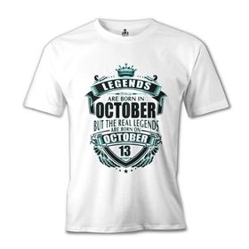 Lord T-Shirt Legends Born on October - Beat Beyaz Erkek T-shirt