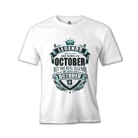 Lord T-Shirt Legends Born on October - Beat Beyaz Erkek T-shirt