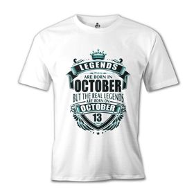 Lord T-Shirt Legends Born on October - Beat Beyaz Erkek T-shirt
