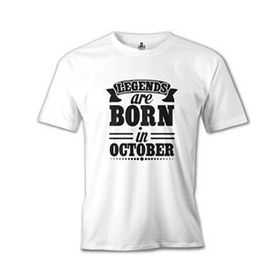 Lord T-Shirt Legends Born on October - Date Beyaz Erkek T-shirt