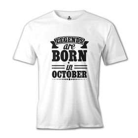 Lord T-Shirt Legends Born on October - Date Beyaz Erkek T-shirt