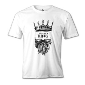 Lord T-Shirt Live Like A King Beyaz Erkek T-Shirt
