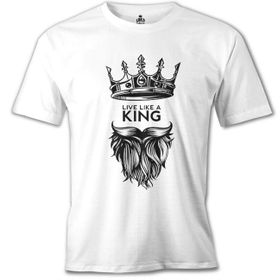 Lord T-Shirt Live Like A King Beyaz Erkek T-Shirt