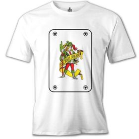 Lord T-Shirt MB-833 Joker Game Cards Beyaz Erkek T-Shirt