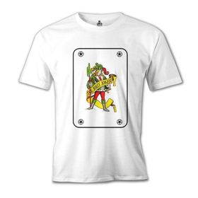 Lord T-Shirt MB-833 Joker Game Cards Beyaz Erkek T-Shirt