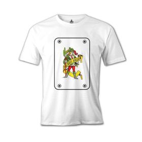 Lord T-Shirt MB-833 Joker Game Cards Beyaz Erkek T-Shirt