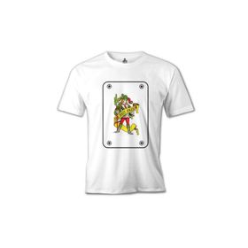 Lord T-Shirt MB-833 Joker Game Cards Beyaz Erkek T-Shirt