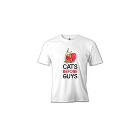 Lord T-Shirt MB-910 Cats Before Guys Beyaz Erkek T-Shirt
